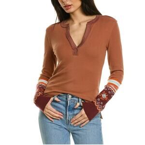 We The Free Mikah Layering Cuff Notch Neck Top Size Medium M